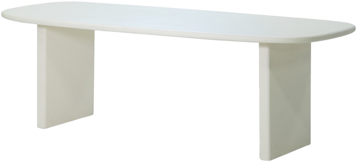 Giga Meubel Ovale Eettafel Gin - 200x100x77cm - Beige Beton Look - 4-6 Personen