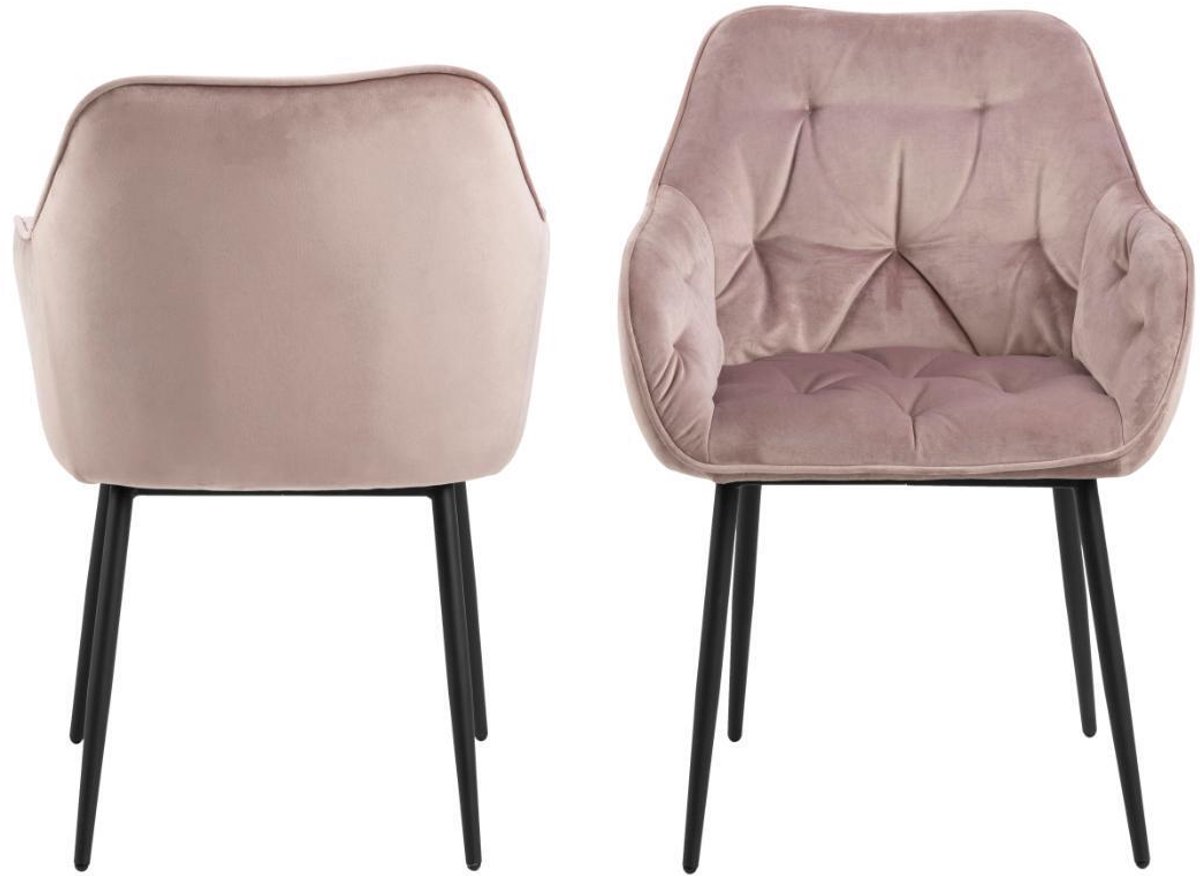 Eetkamerstoel Zion Met Armleuning Roze - Giga Living - Set van 2
