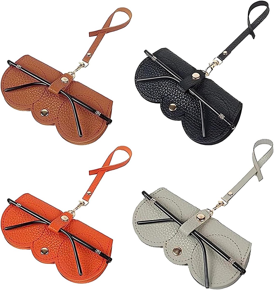 Zonnebril etui 4 stuks - zacht leer - ultra-dun - beschermend voor reizen - ShopVlot