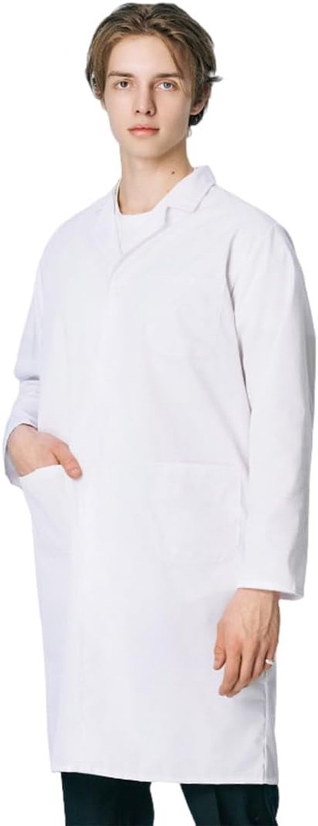 Laboratoriumjas dames/heren/unisex - witte lange mouwen - doktersjas - ideaal voor studenten - ShopVlot