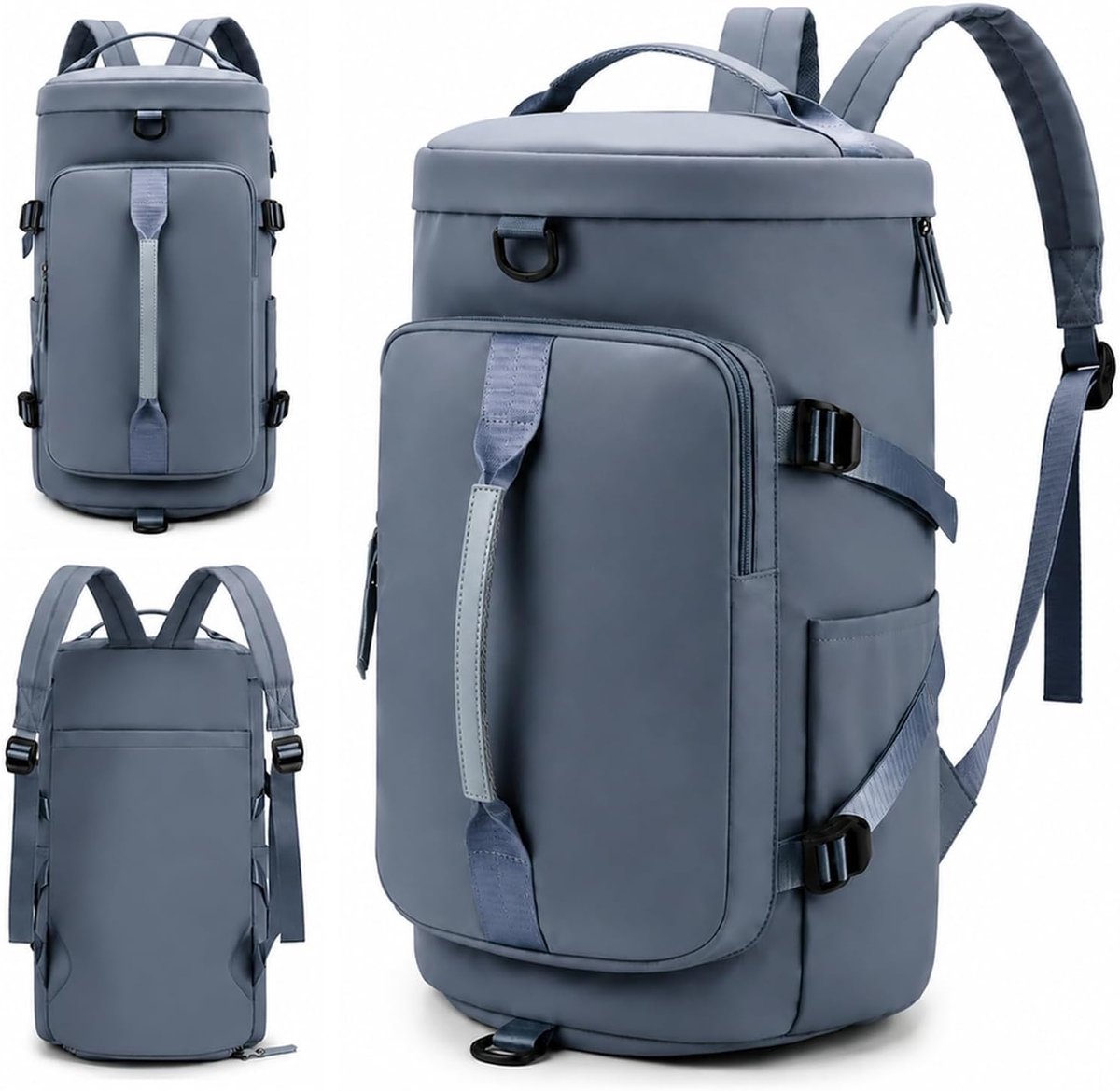 Sporttas met rugzakfunctie 45x26x24 cm - mistblauw - waterdichte gymtas - ideaal voor reizen - ShopVlot