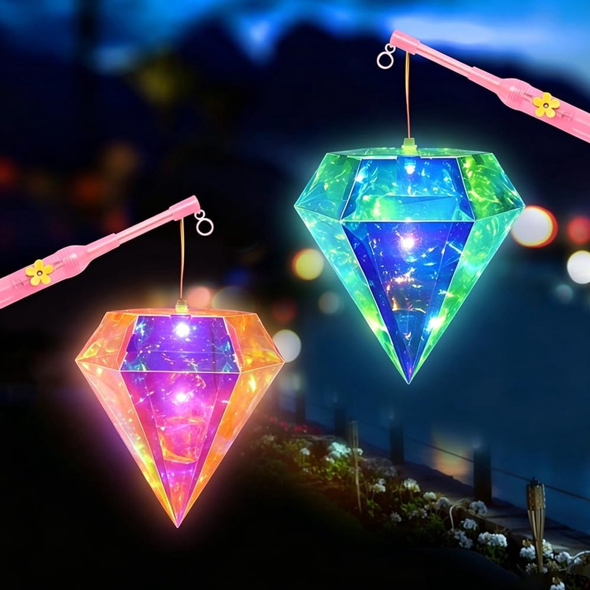 Draagbare lantaarns voor kinderen - 2 stuks - meerkleurig - ideaal voor feestelijkheden - ShopVlot
