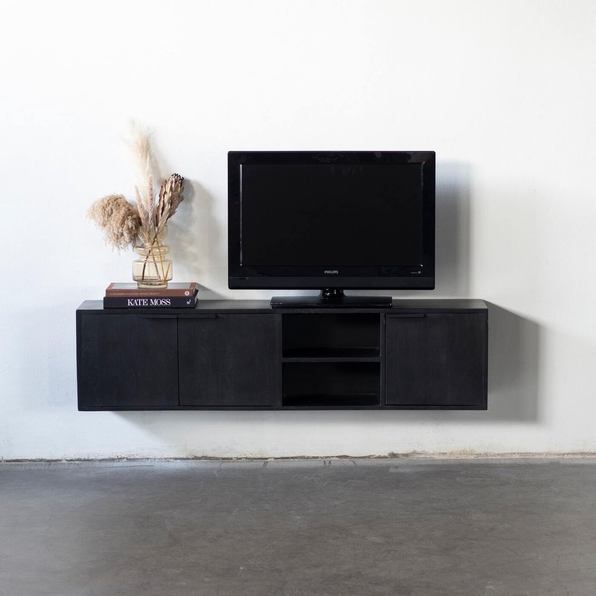 Giga Meubel Tv-meubel Zen - Zwart Mangohout IJzer - 160x30x40cm