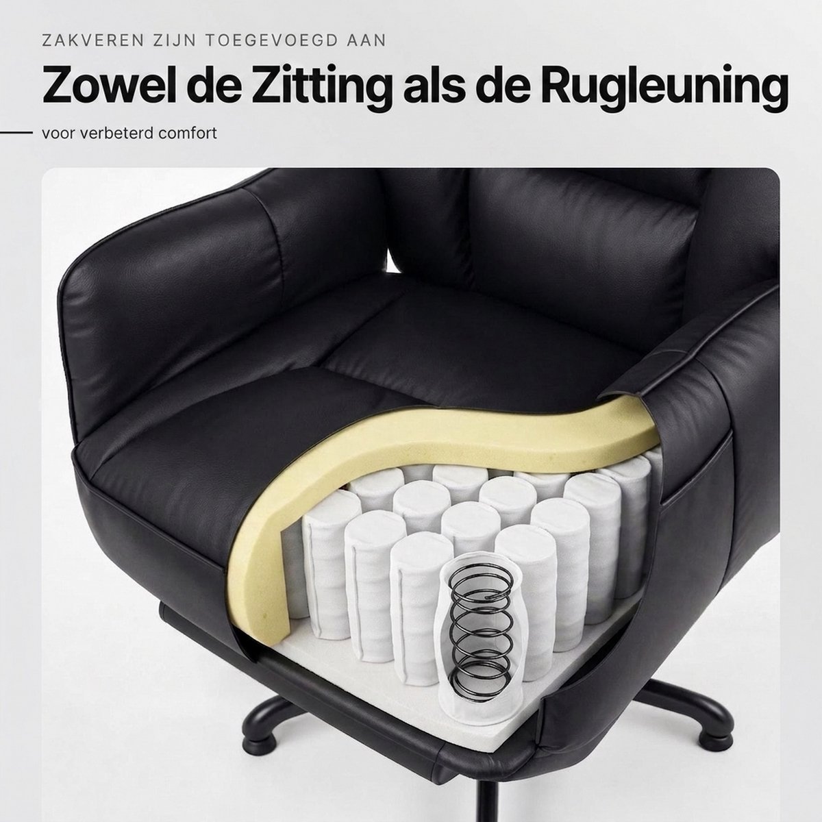 Dowinx gamestoel - Gamestoelen - Verstelbare Gamingstoel - Ergonomische Bureaustoel - Grote Bureaustoel - Game stoel massage - Bureaustoel pocketvering - Game bureaustoel - chair - PU - Zwart thumbnail 4