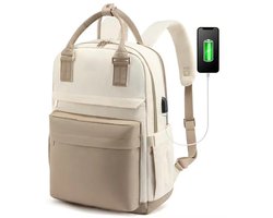 Damesrugzak voor 15,6-inch laptops met USB-poort, stijlvolle waterdichte rugzak voor docenten, verpleegkundigen en reizigers, retrostijl, schooltas, geschikt voor universiteit, school en werk