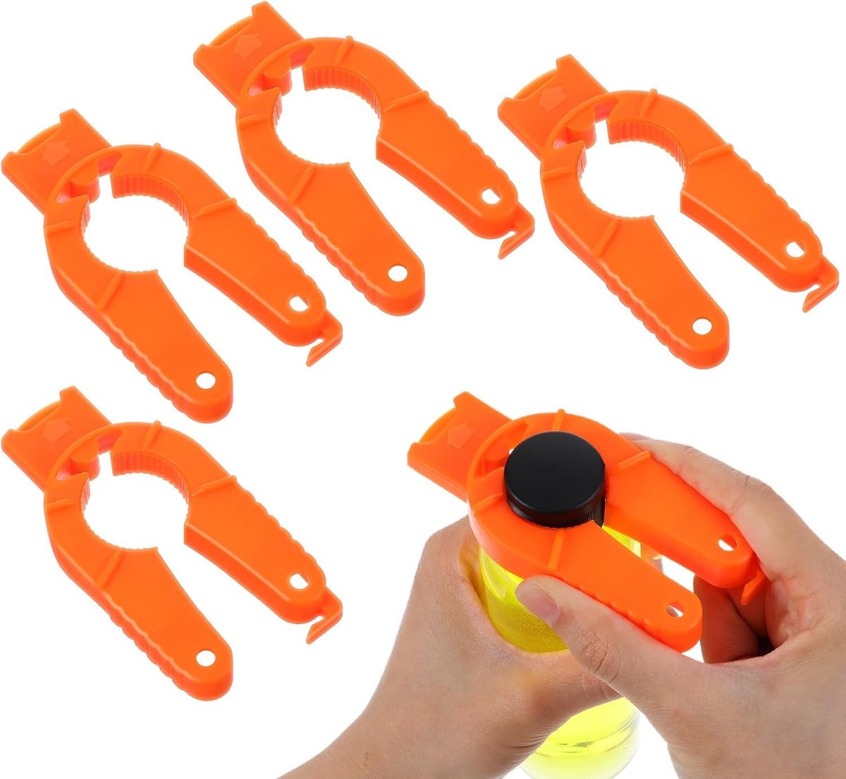 Potopener voor senioren - Oranje - 10,2 x 4,9 cm - Kunststof 3-in-1 Flesopener voor Gemakkelijk Gebruik