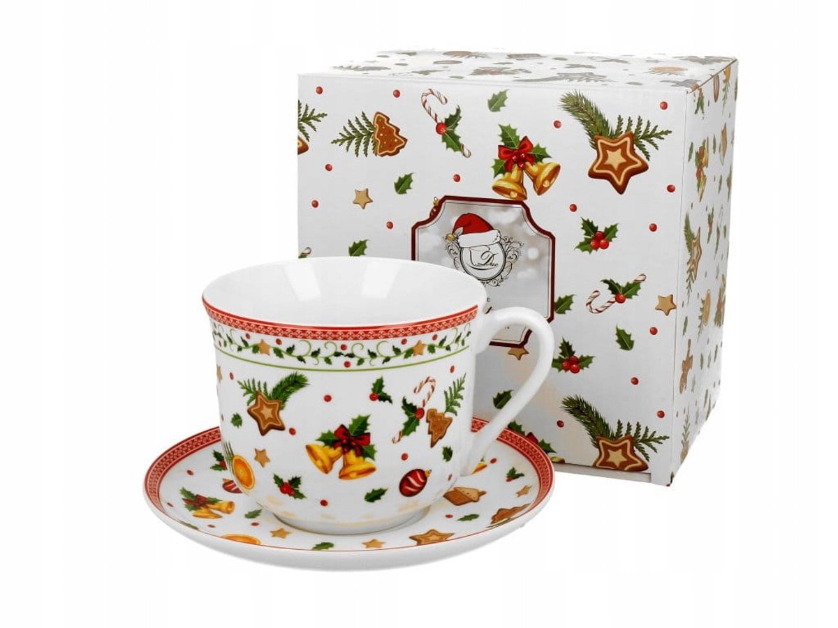 Jumbo Mok met Schotel 470ml - Zoete Kerst Collectie