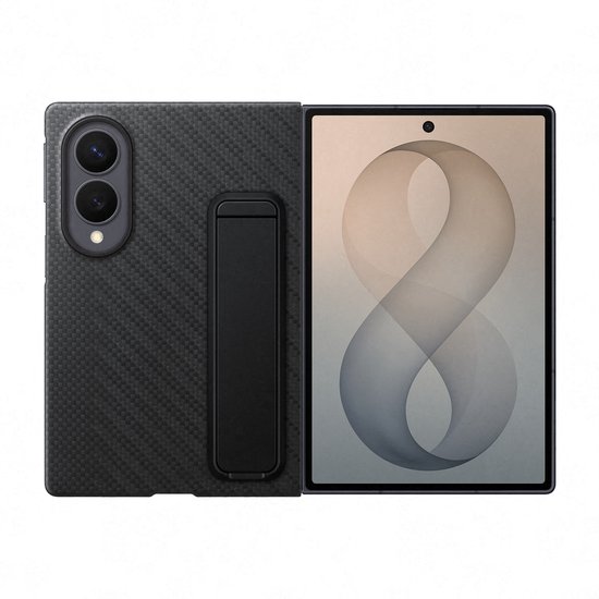 Samsung Galaxy Z Fold 8 Standing Grip Back Cover met Magneet Zwart