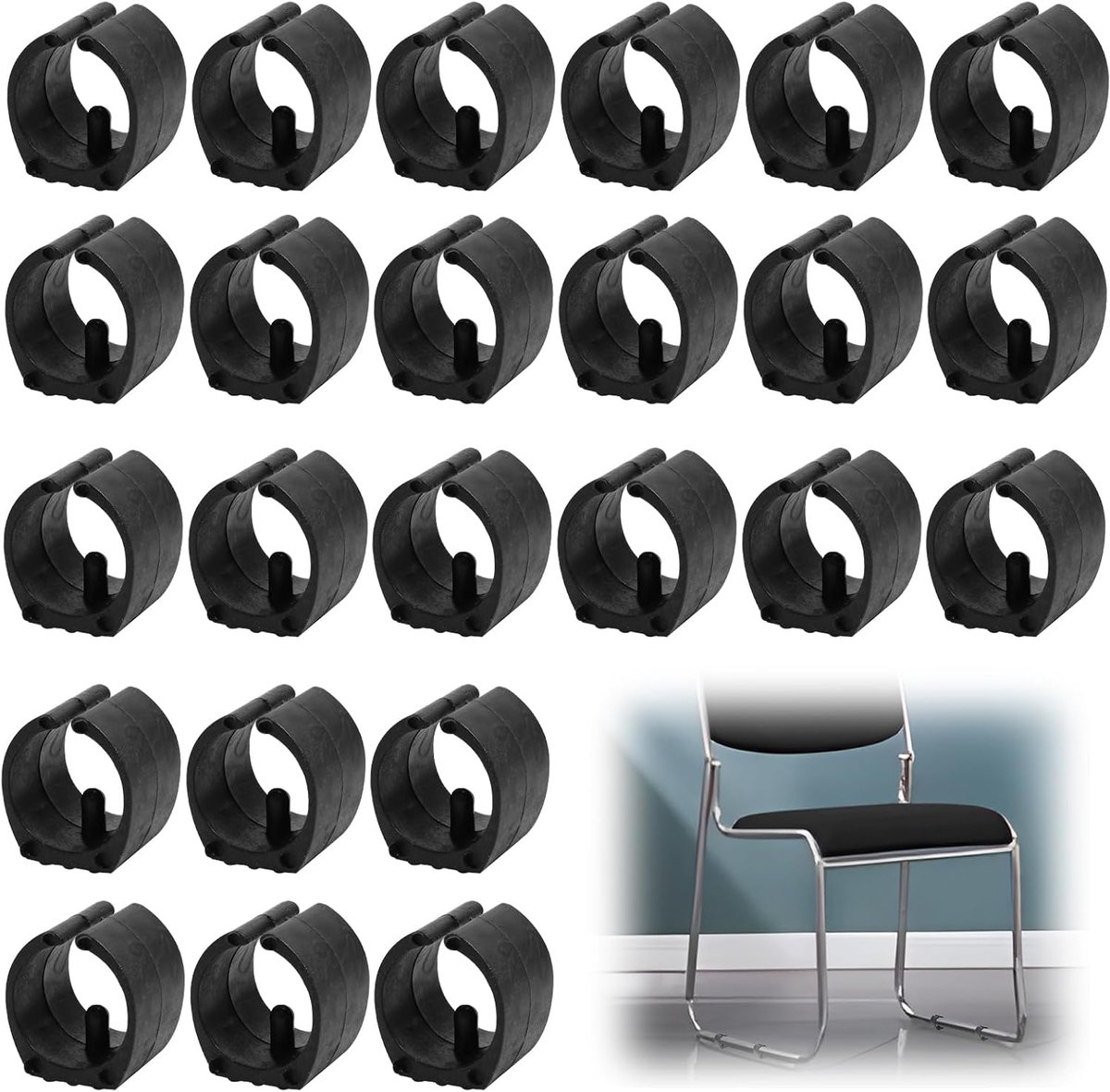 24 Pcs 25mm U-Shaped Chair Leg Protective Covers, Non-Slip and Wear-resistant Plastic Caps, Suitable for Round Tubes - ShopVlot