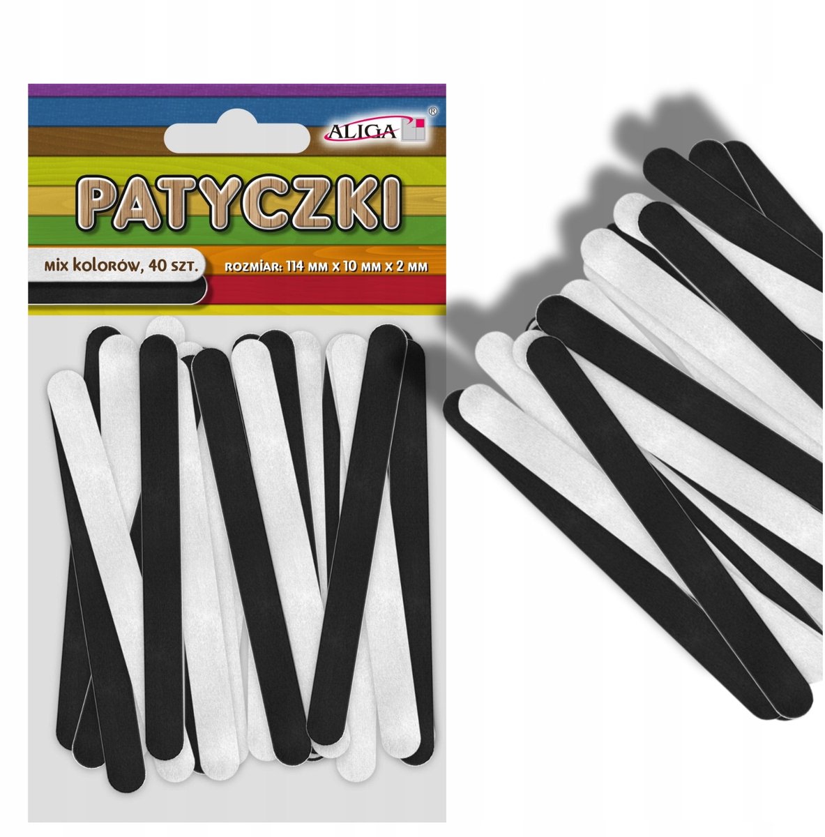 Houten Stokjes Scrapbooking & Knutselen - Zwart & Wit (40 stuks)
