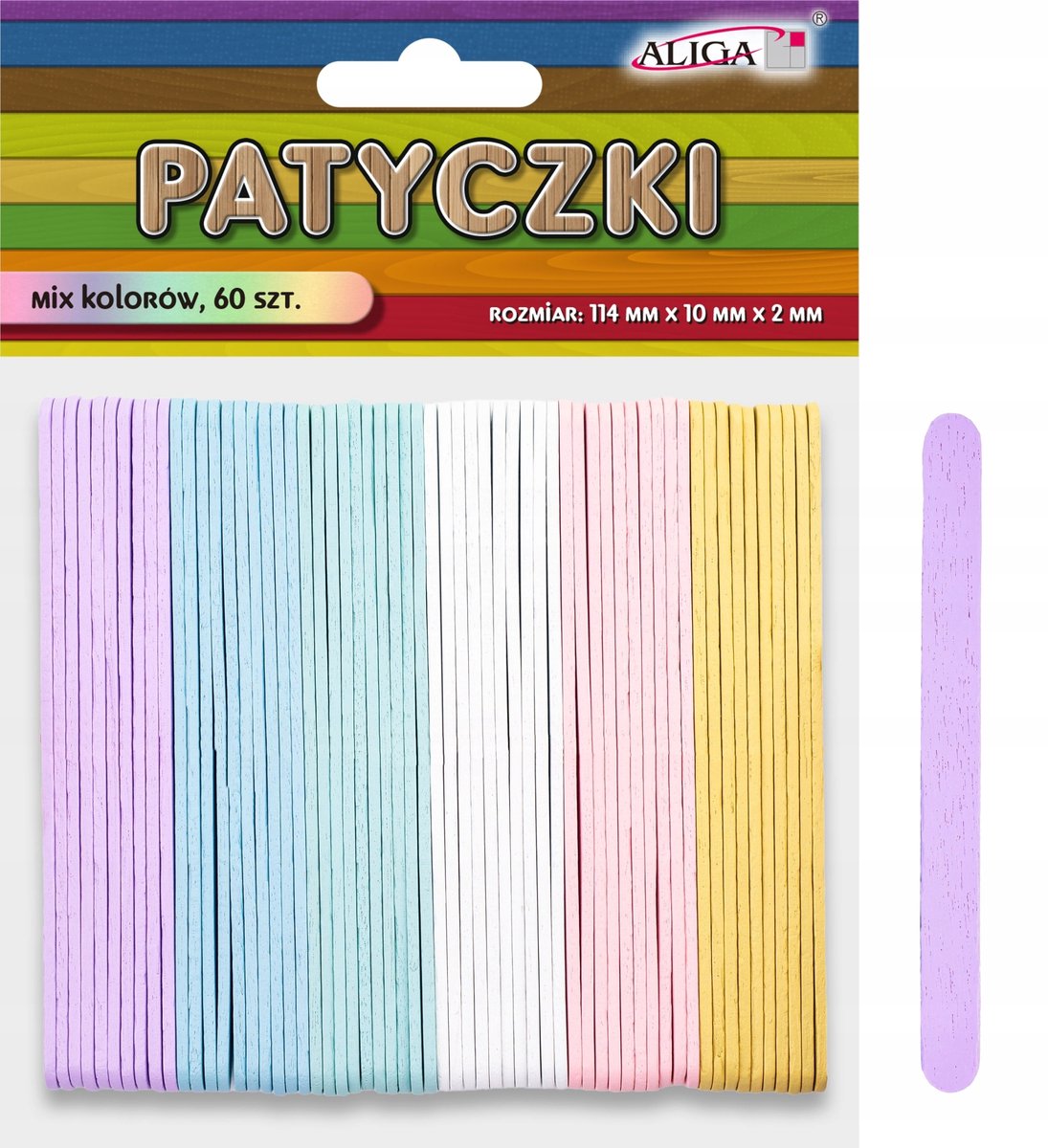 Houten Stokjes Mix Kleuren 114mm - 60 stuks