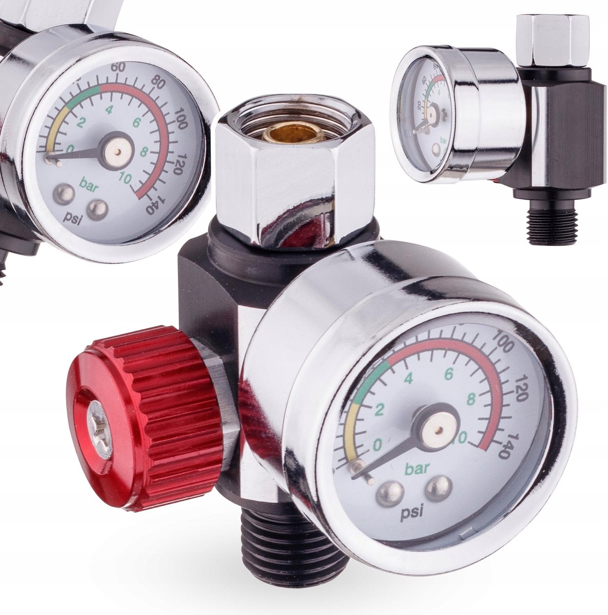 Merkloze Luchtdrukregelaar voor Spuitpistool met Glas manometer 1/4"