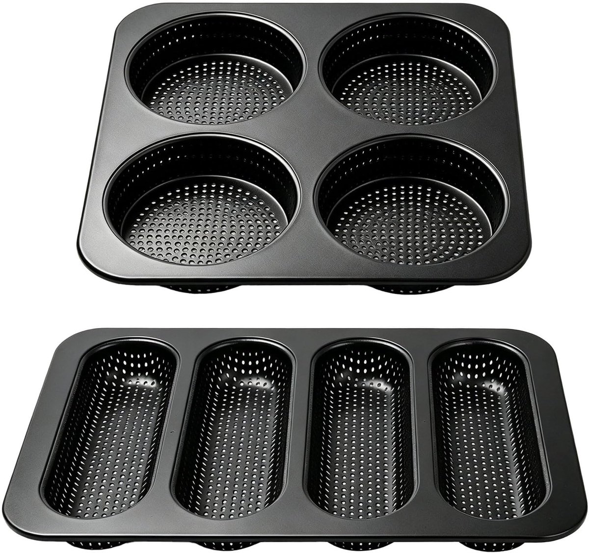 2 stuks bakvorm voor hamburgers, broodjes, bakvorm met antiaanbaklaag, baguette bakplaat, kleine broodvorm - ShopVlot
