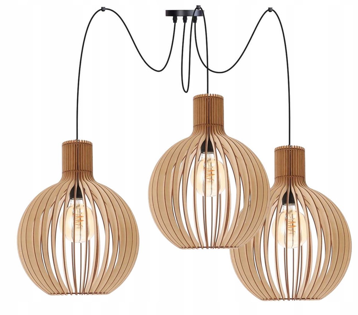 Hanglamp Spider Loft Hout XL Bol 32cm 3x E27