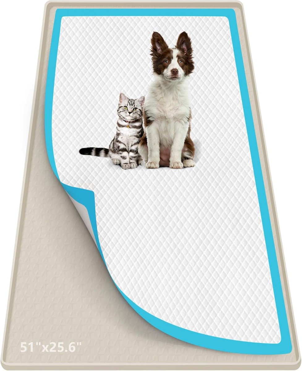 Siliconen plasmat, 129,5 x 66 cm plashouder voor honden, lekvrij, hoge rand, geen morsen huisdierpadhouder voor puppy - ShopVlot