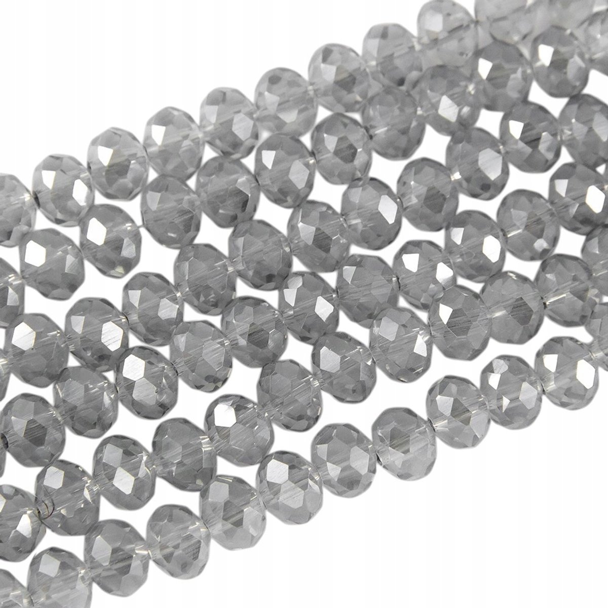 Glavaniseerde Glazen Kralen Rondel Grijs 3.5x2.5mm 140 stuks