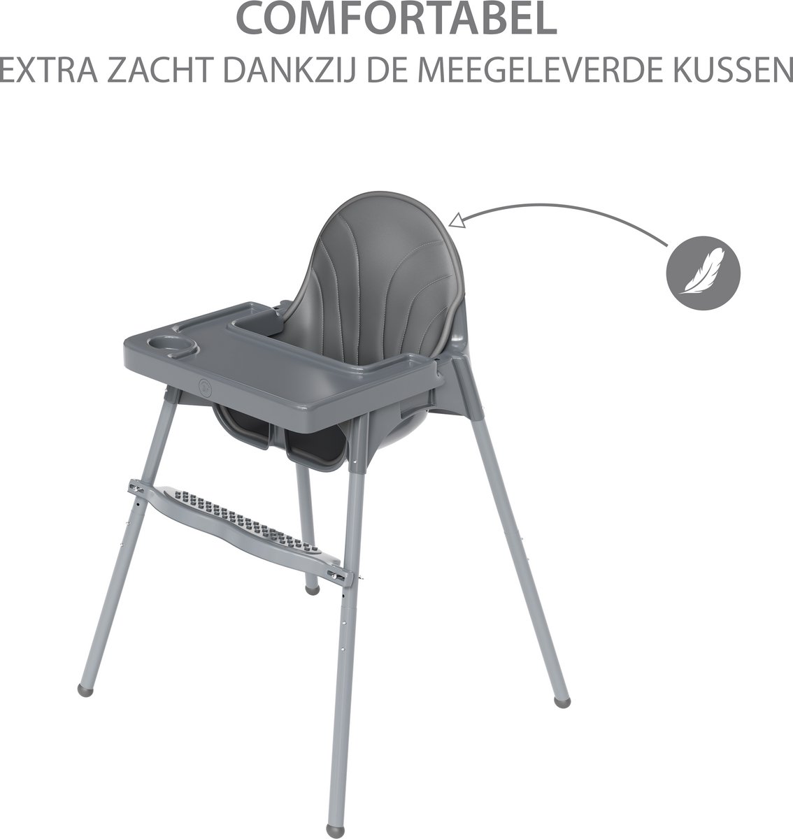 Liefjes & Co Kinderstoel - Eetstoel Baby – Inclusief Kussen – Verstelbare Baby Eetstoel – 2 in 1 & Peuterstoel – Grijs – foto 3