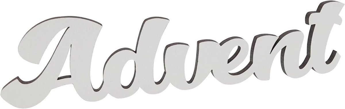 Melis Decorative inscription Advent – Christmas decoration of wood in white – 20 cm - ShopVlot