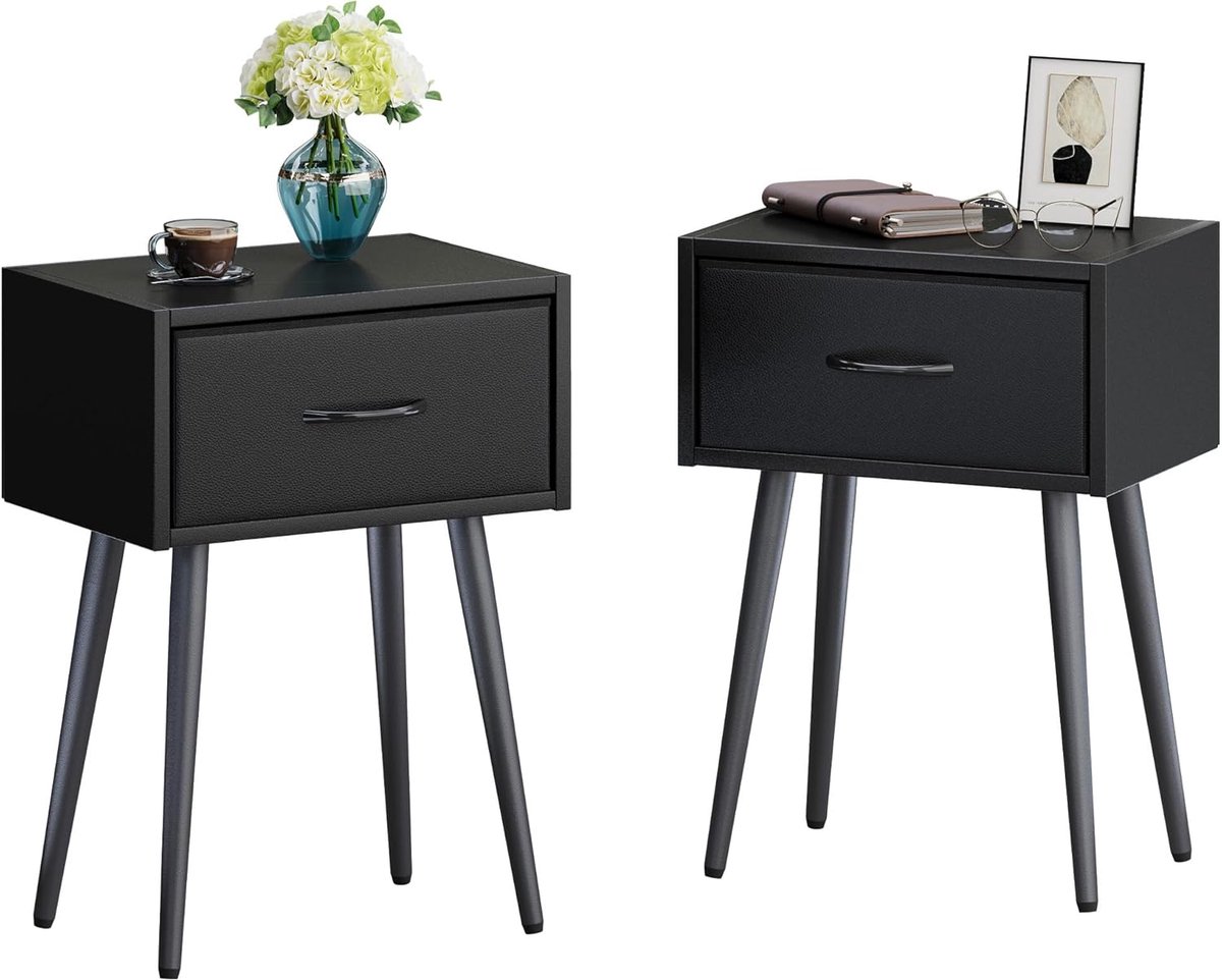 Small Night Tic, 2er Set, Night Tic with Fabric Schublade, Modern Beistelltisch with Metal Beinen, Couchtic for - ShopVlot