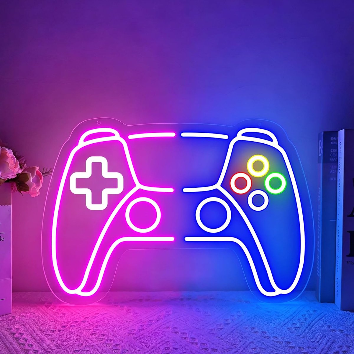 Gaming neon bord - controller design - kleurrijk ledlicht - sfeervolle wanddecoratie - ShopVlot