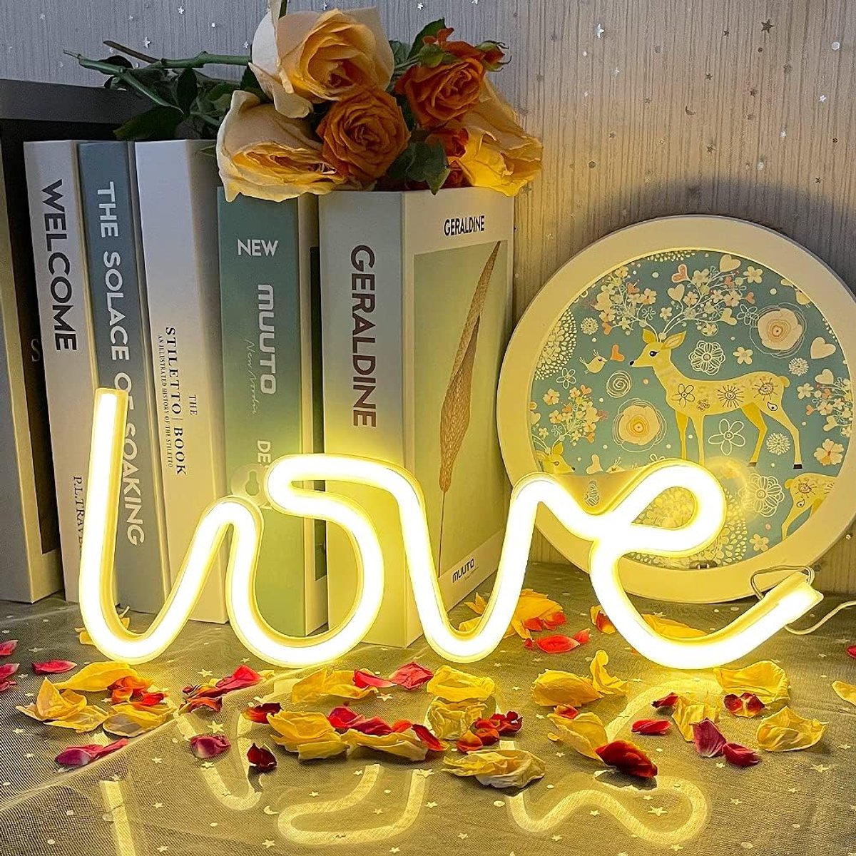 Neon Love Sign Warm White LED - Batterij of USB - Sfeervolle kamerdecoratie - Perfect voor Valentijnsdag - ShopVlot