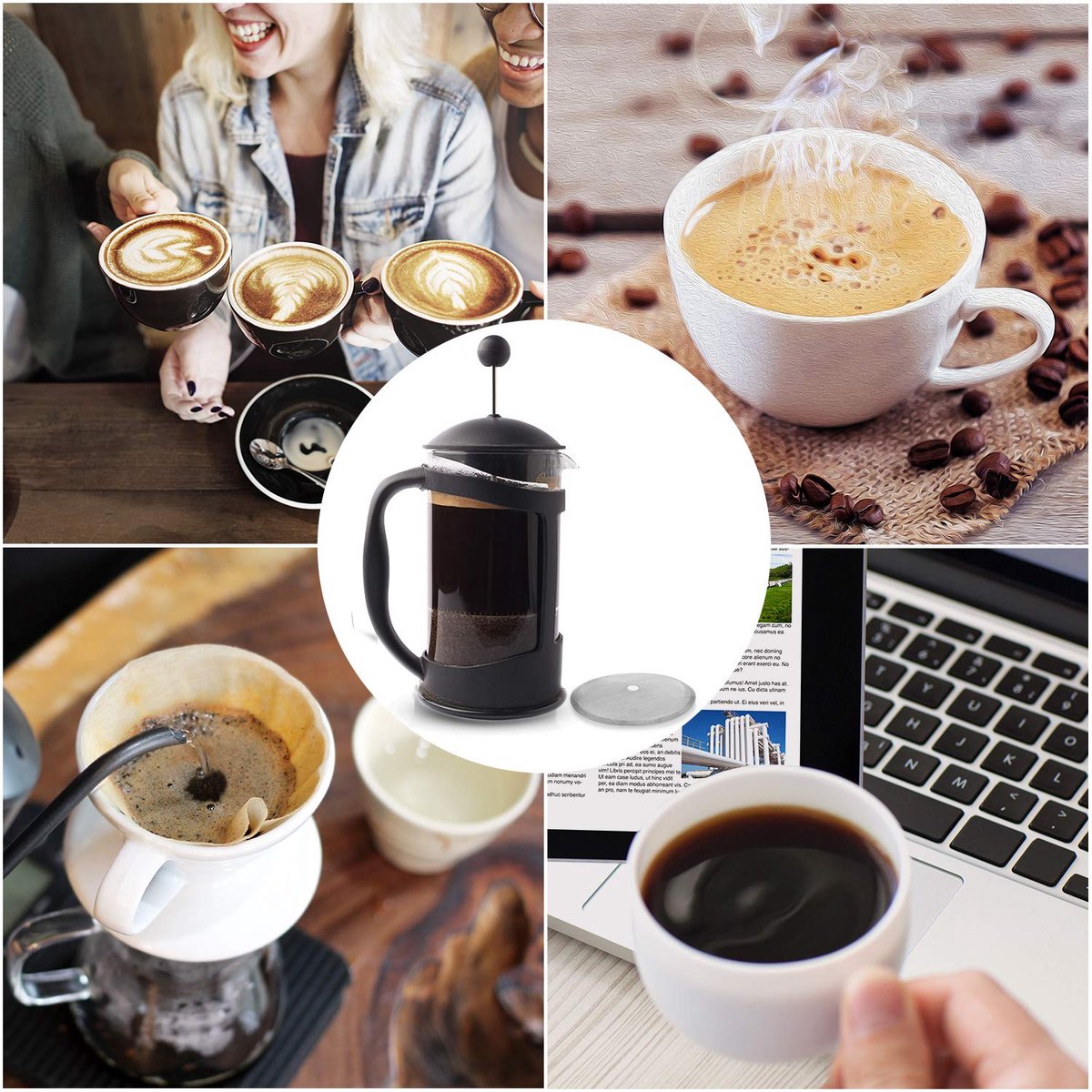 3 stuks - Filter - Vervangingsfilter voor French Press - Roestvrijstalen filter - Fijnfilter voor Koffiepers - Herbruikbaar - Zilver - 10 cm x 10 cm - Geschikt voor een French Press van 1000 ml - Voor vers gezette koffie — cadeau in Cadeau-ideeën - foto 3