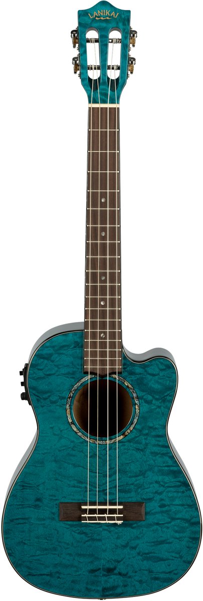 LANIKAI LKUQMBLCEB Baritonukelele, Quilted Maple Serie, Blue, Cutaway, Preamp, So