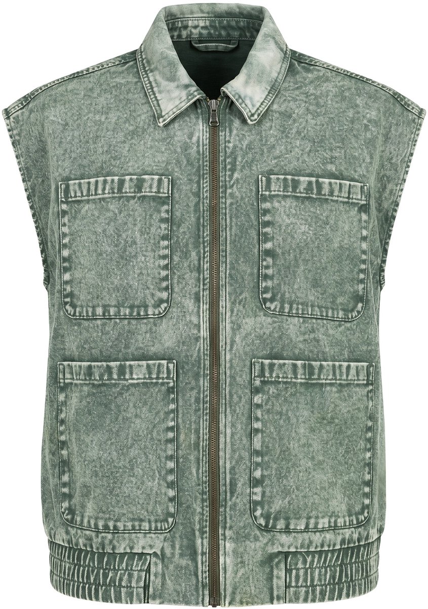 Studio Untold - Dames - Denim bodywarmer blouson-model gewassen - Donkerolijf - Maat 58+