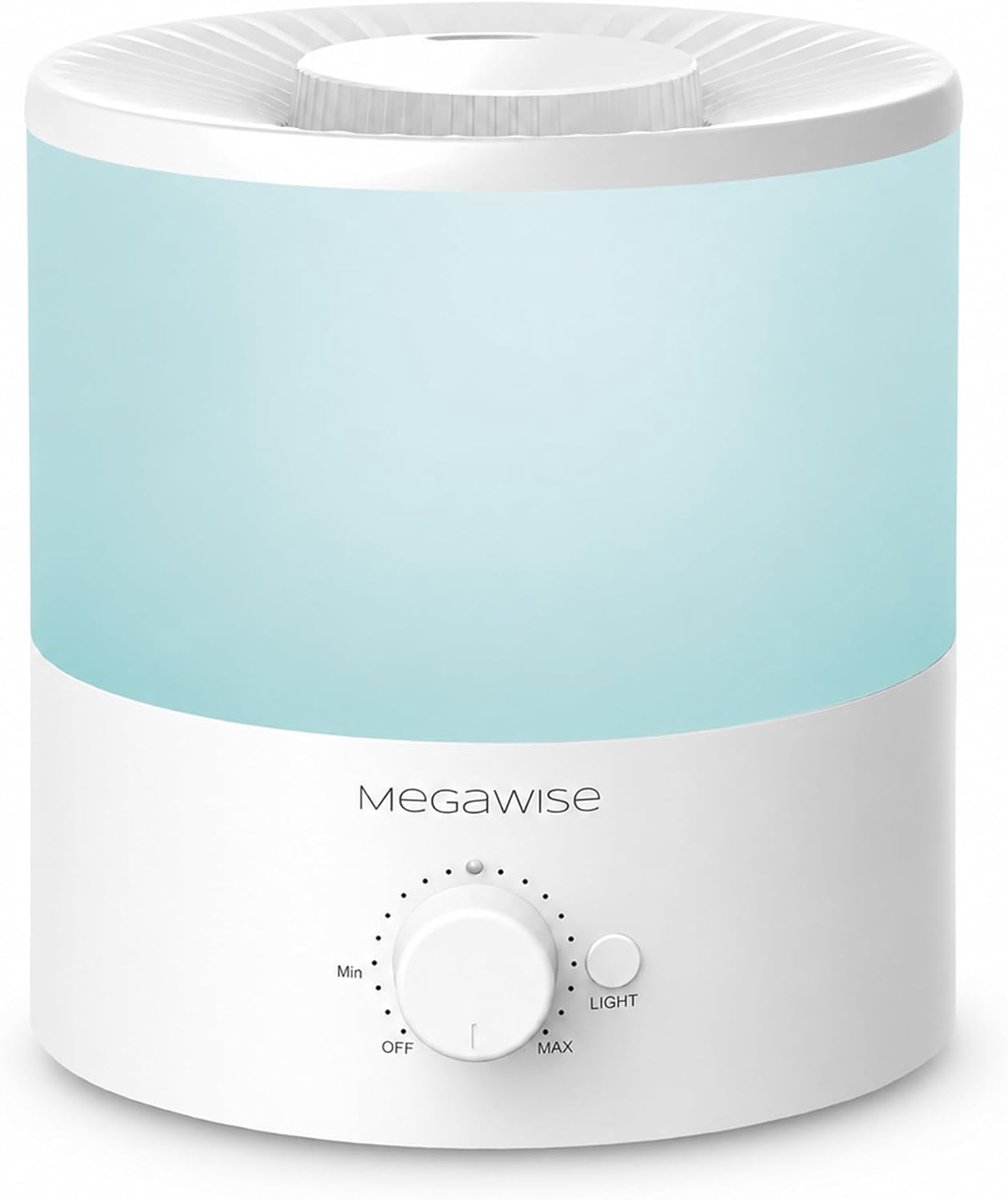 Luchtbevochtiger 1.5L - koel mist - stille ultrasonic 25dB - ideaal voor slaapkamer en planten - MEGAWISE