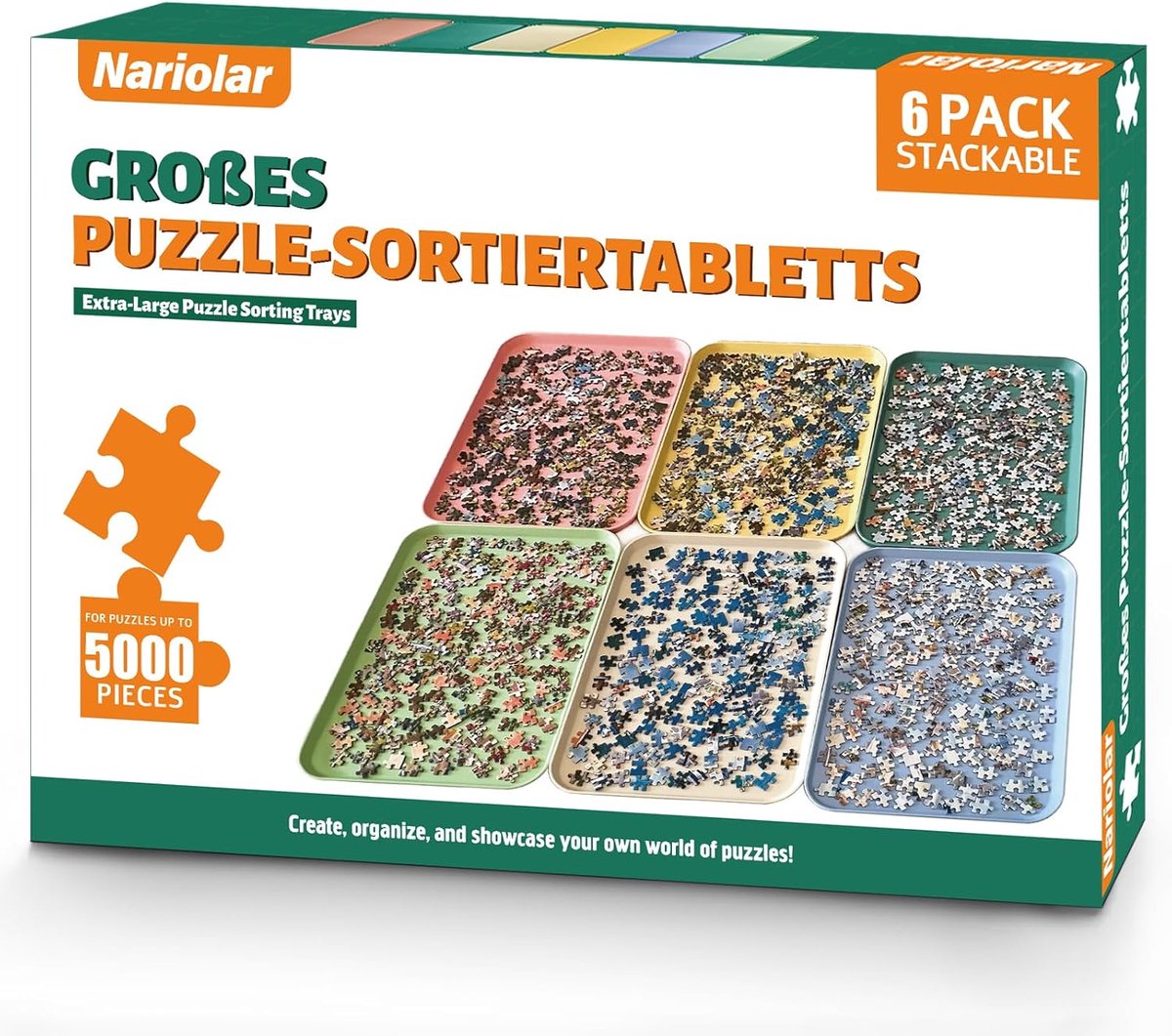 Puzzel sorter 43 x 30.5 cm - stapelbare sorteerkommen - voor 2000/3000/5000 puzzelstukken - ideaal voor puzzelliefhebbers