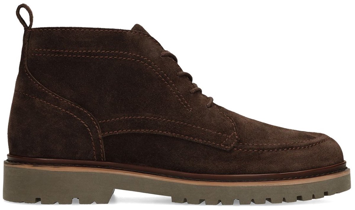 Manfield - Heren - Bruine suède veterboots - Maat 41