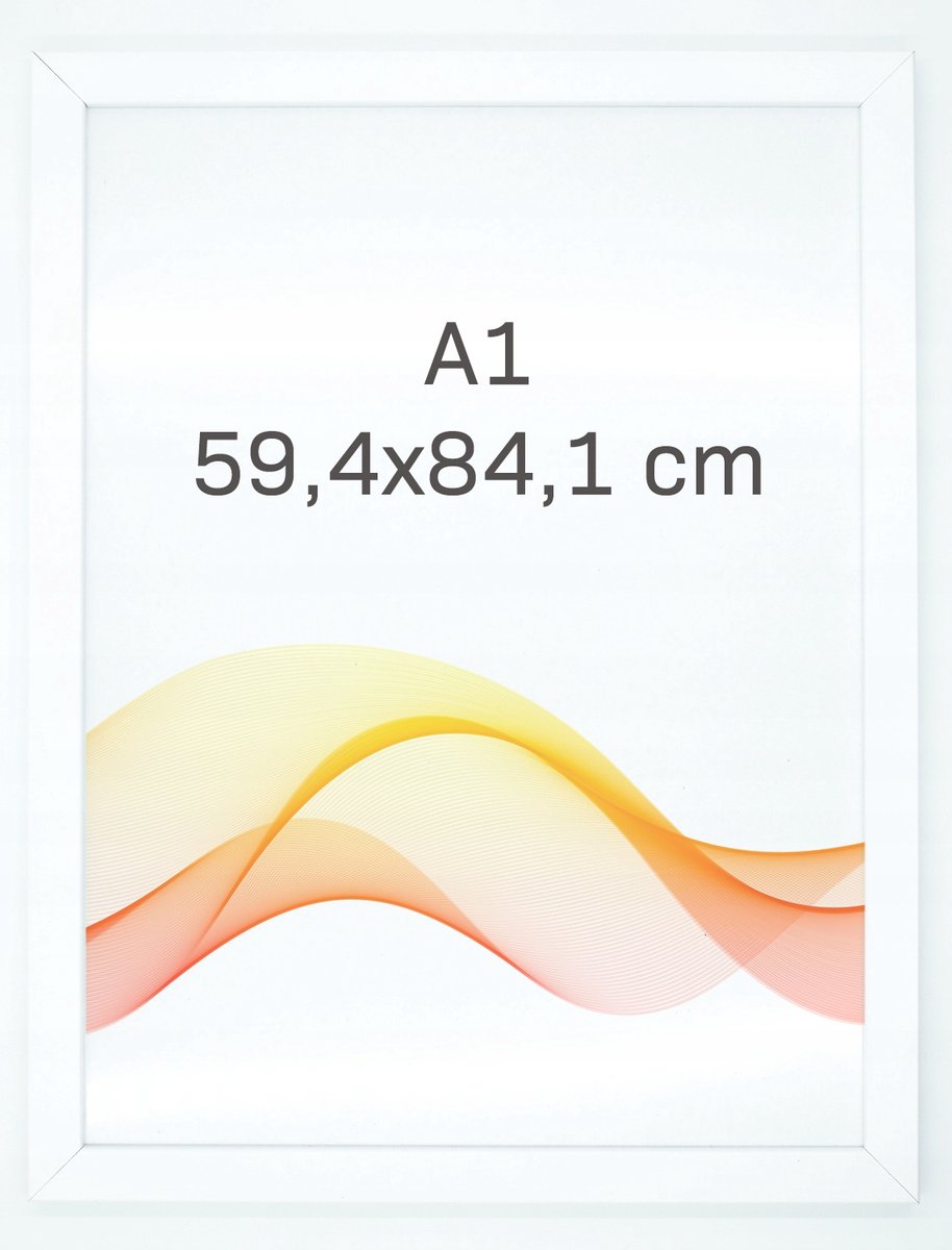 MDF Fotolijst A1 (59,4x84,1cm) - Wit Mat - Plexiglas