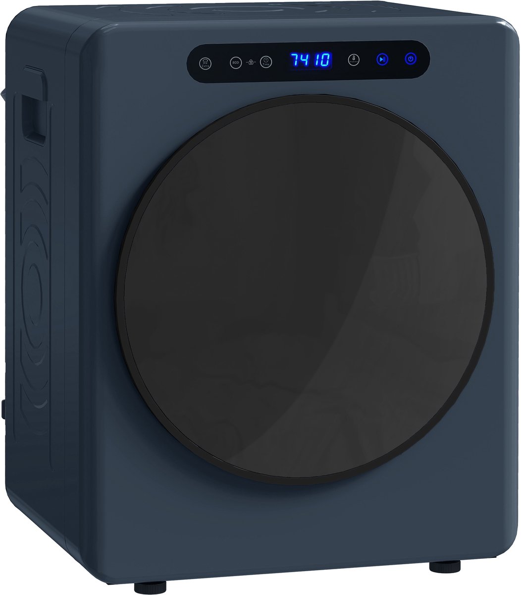 ECTEATOY® Wasdroger 5 kg - Luchtafvoerdroger met RVS Trommel - 1000W - Vrijstaand & Stapelbaar - Timer & Kinderslot - Blauw