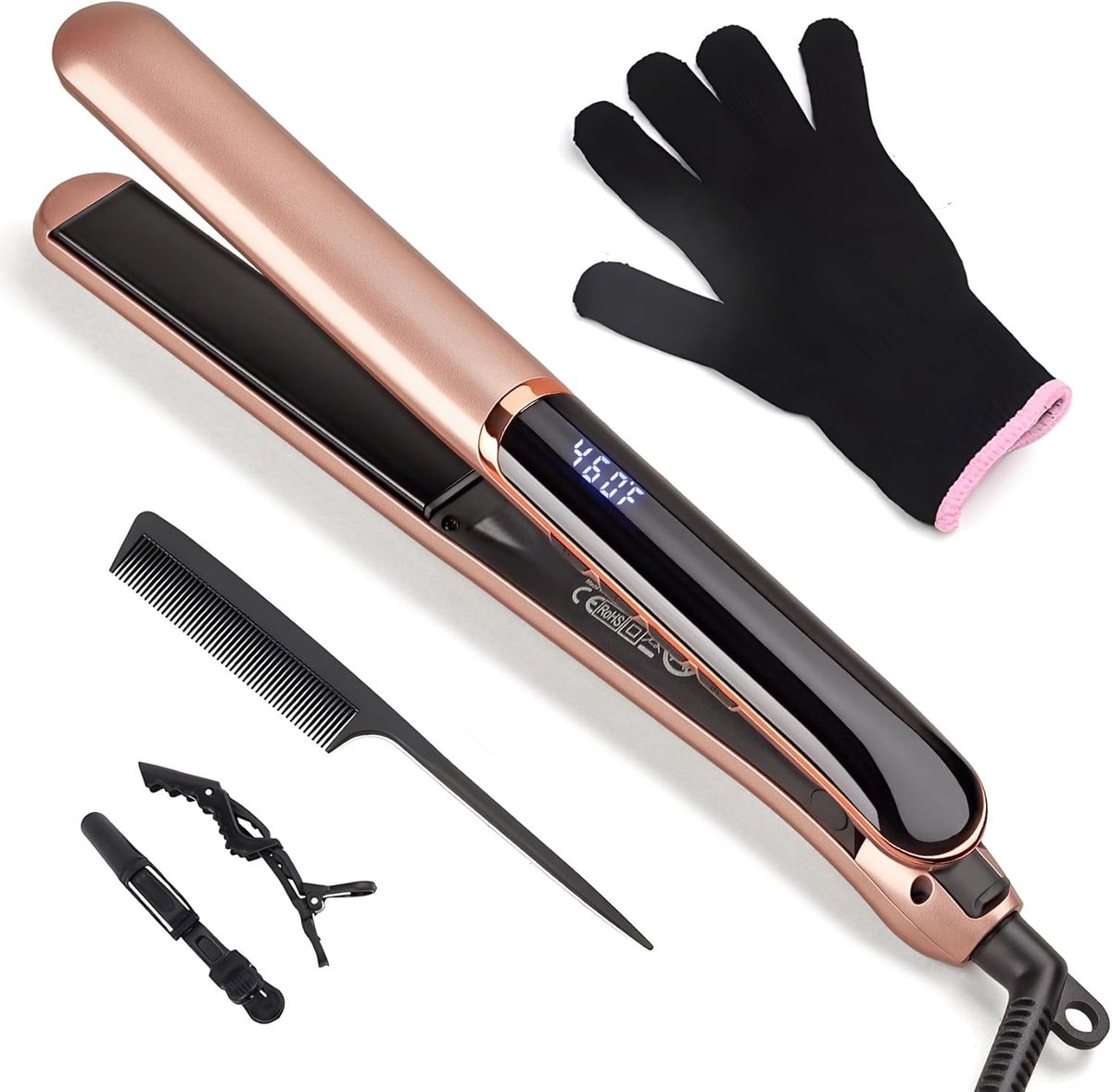 Stijltang - Zwart - 100 °C-230 °C - Met Keramische Coating en Digitale Temperatuurinstelling - Voor Alle Haartypes