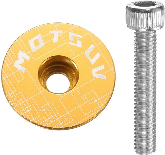 Fiets headset top cap 31,8 mm aluminium met M6 schroef geel van Fiets. — afbeelding 5
