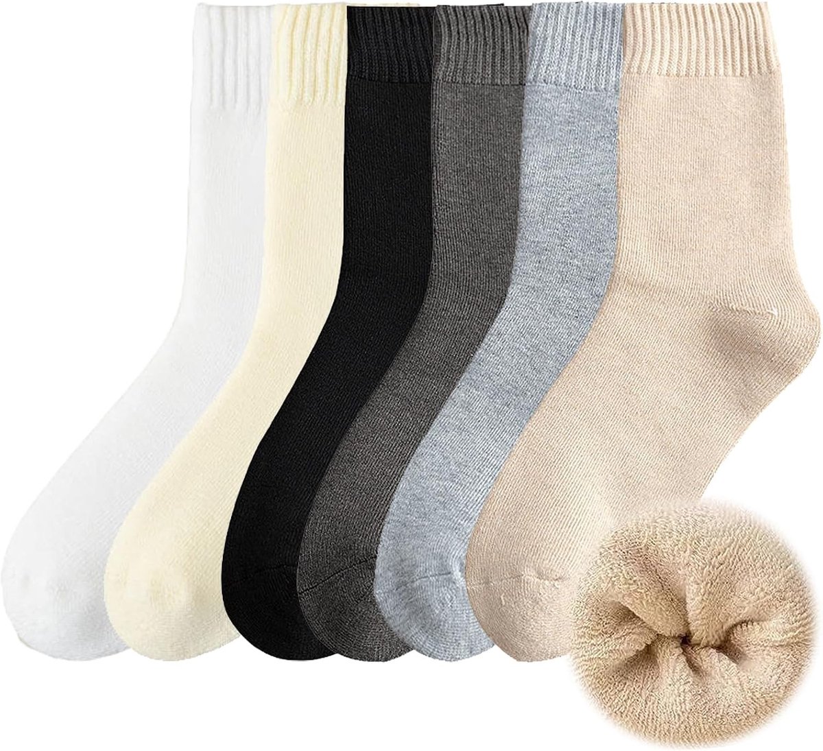 Thermische Sokken - Veelkleurig - Maat 35-42 - Dikke Wol met Pluche Voering - Voor Dames en Heren