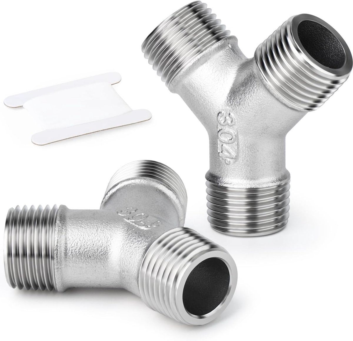 2pcs Stainless Steel 304 3/4" BSP Male 3 Way Y Shape T Piece Pipe Fittings for Water/Oil/Gas - ShopVlot