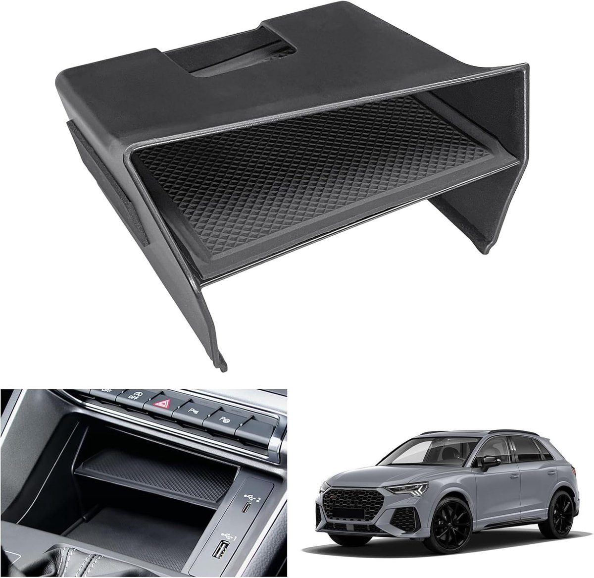 GAFAT Center Console Storage Box, Compatible with Audi Q3, F3 2019-2024, Q3 Sportback S-Line RS Q3 2023 Organiser - ShopVlot