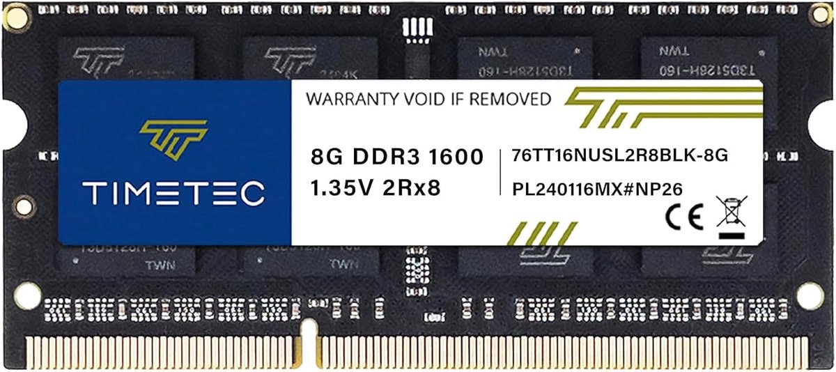 Timetec 8GB DDR3L / DDR3 1600MHz PC3L-12800 / PC3-12800(PC3L-12800S) Non-ECC Unbuffered 1.35V/1.5V CL11 2Rx8 204 Pin - ShopVlot