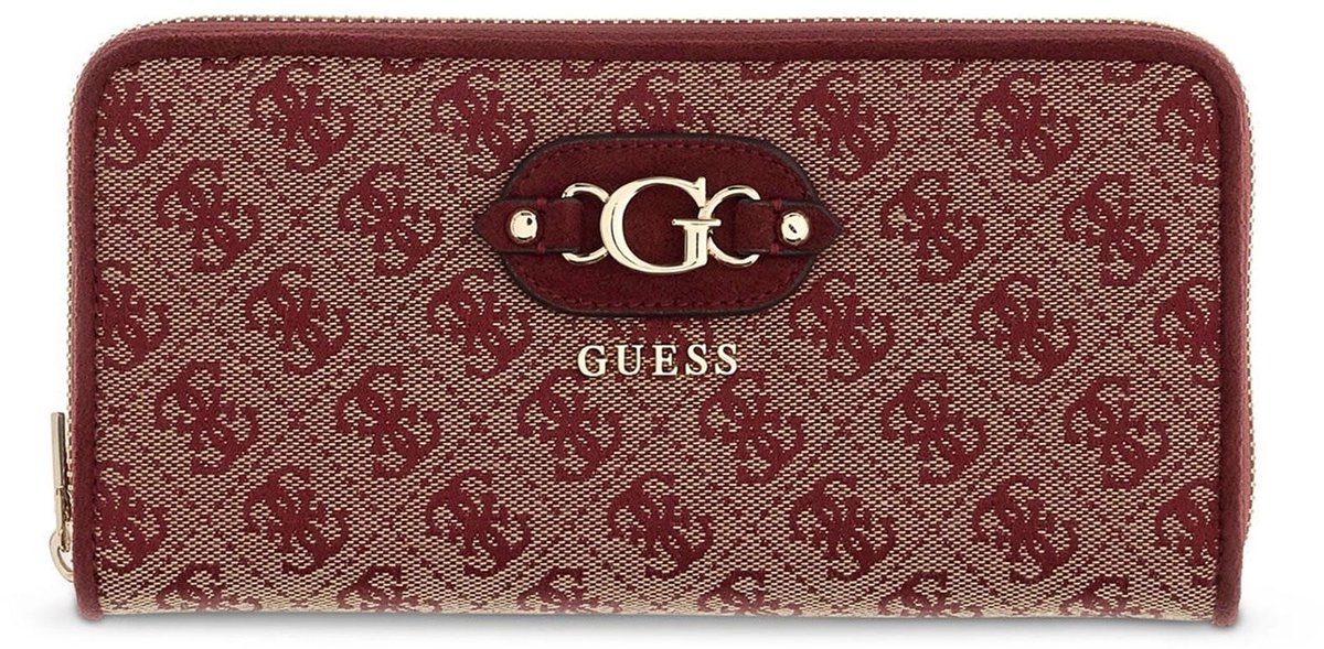 GUESS portemonnee Samantha SLG Zip Around Wallet Merlot Logo wijnrood