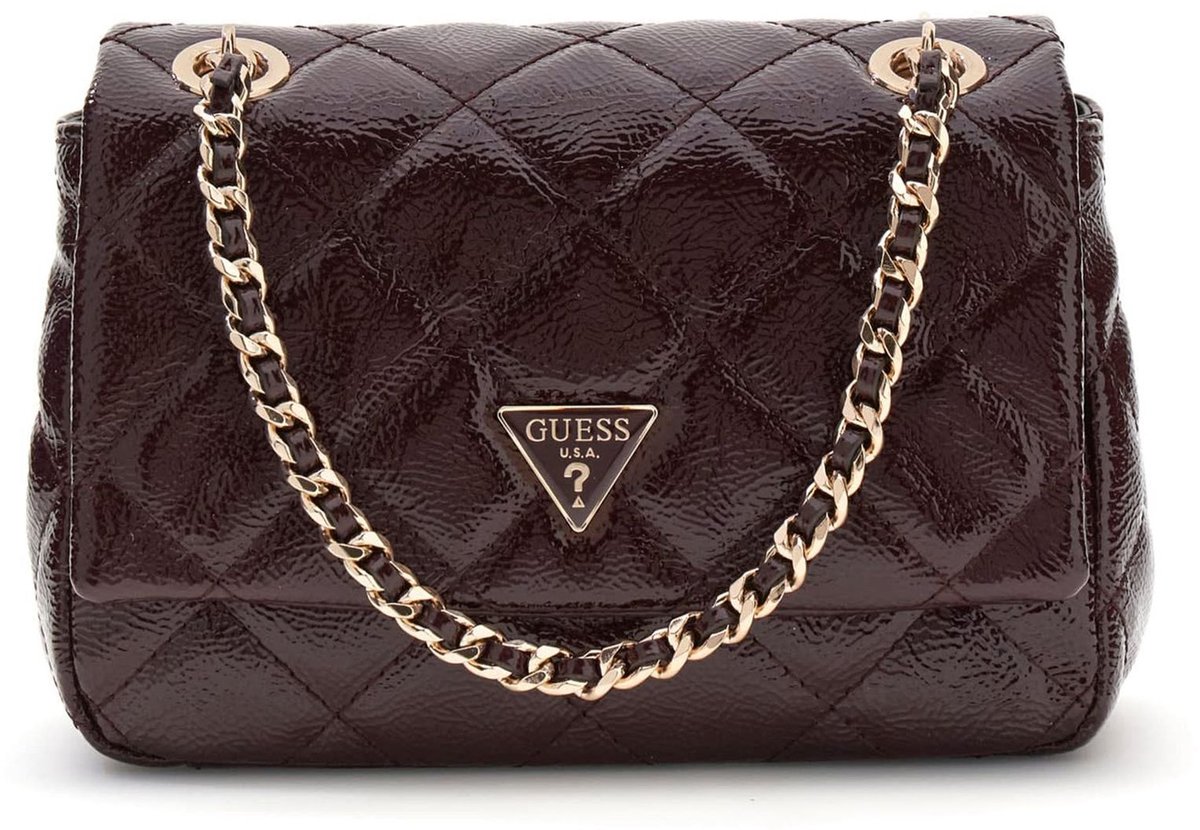 GUESS schoudertas Juliet Mini Flap Bag Burgundy donkerpaars