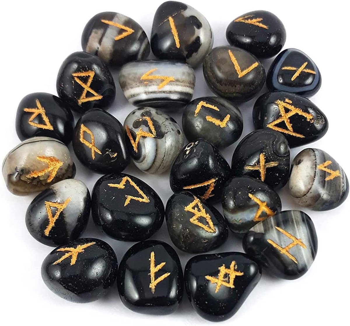 Natuurlijke runenstenen, Black Onyx, 25 stuks - ShopVlot