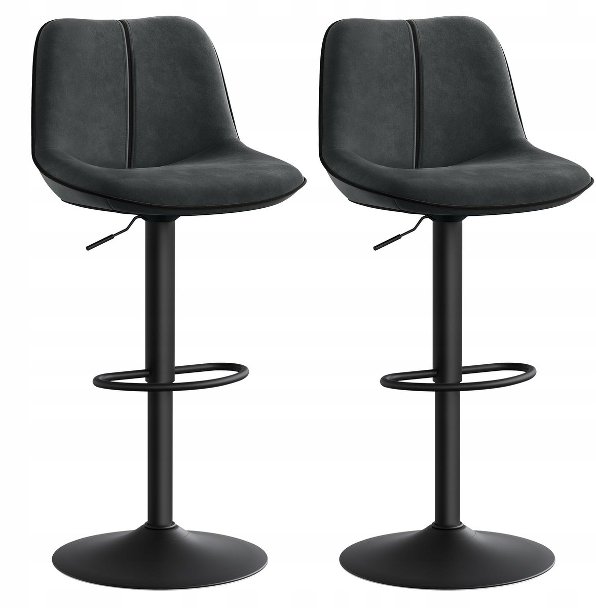 Set van 2 Grijze Barstoelen met Verstelbare Hoogte (63-84 cm)