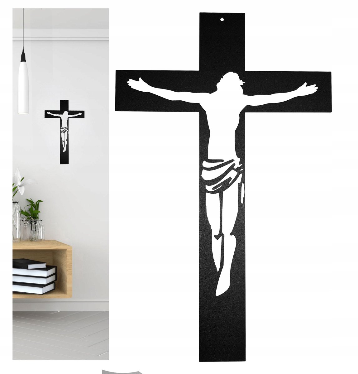 Metalen Kruis met Jezus - Moderne wanddecoratie 40cm