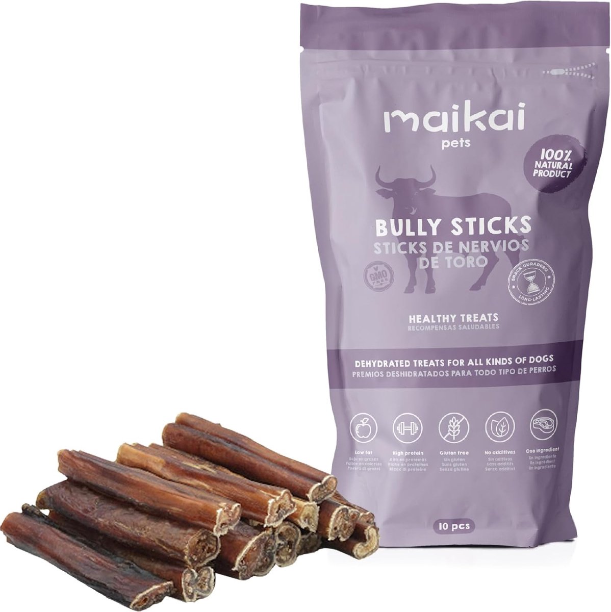 MAIKAI Dog Snacks - Dried Bulletendon 10 Pieces - Dog Snacks - 100% Natural Snacks - BARF Diet - Low Fat Bones - ShopVlot