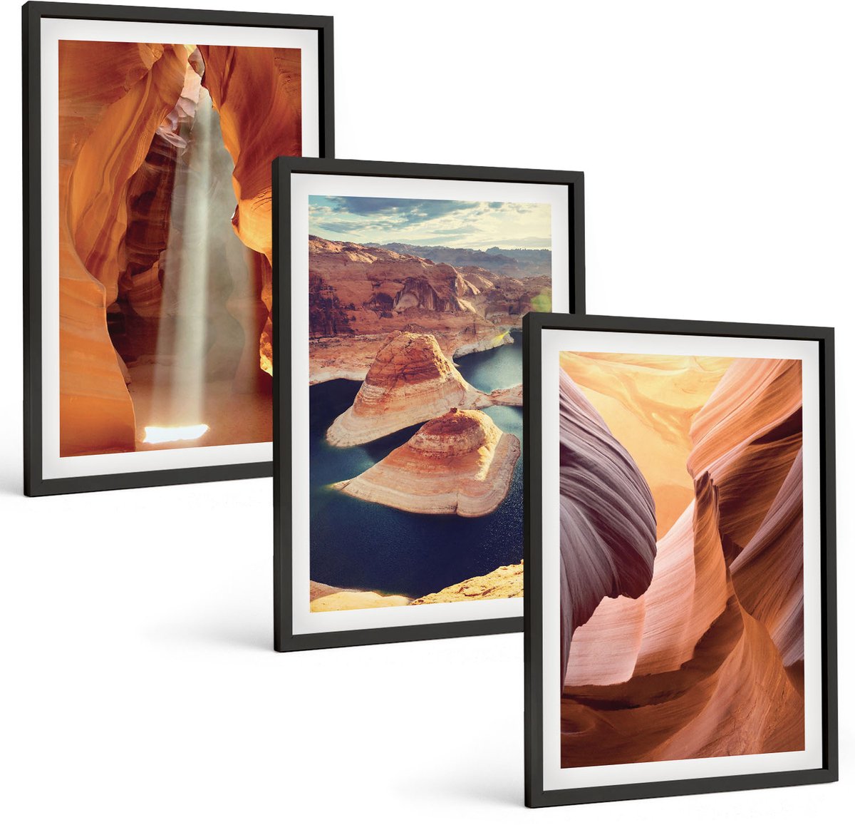 Tulup 4-Delige Schilderij Set - Waterval in de kloof Rotsformaties in de canyon - 40 x 60 cm - Decoratieve Schilderijen - Woonkamer - Interieur - Woonkamer Decoratie