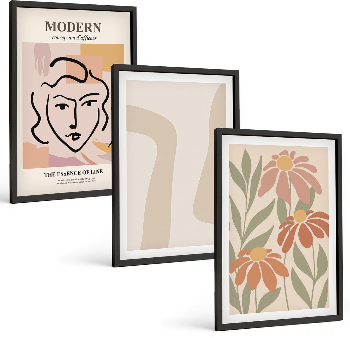 Tulup 4-Delige Schilderij Set - Vrouw in moderne stijl met abstracte patronen - 40 x 60 cm - Moderne Wanddecoratie - Slaapkamer - Muurdecoratie
