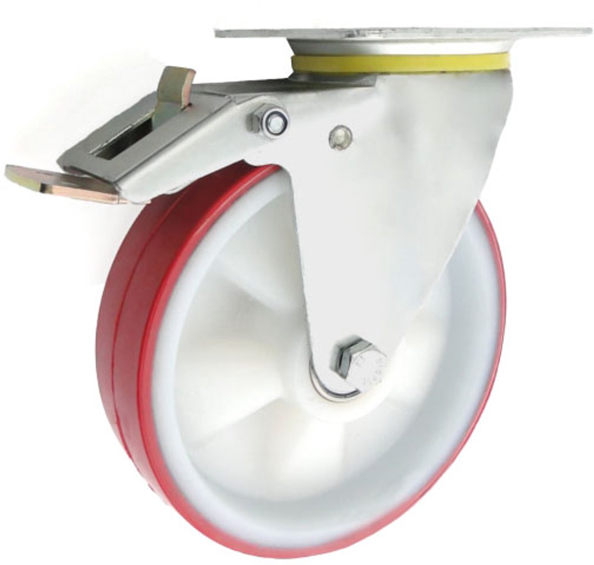 Zwenkbaar wiel met rem, polyamide-polyurethaan, Ø 200 mm, 300 kg