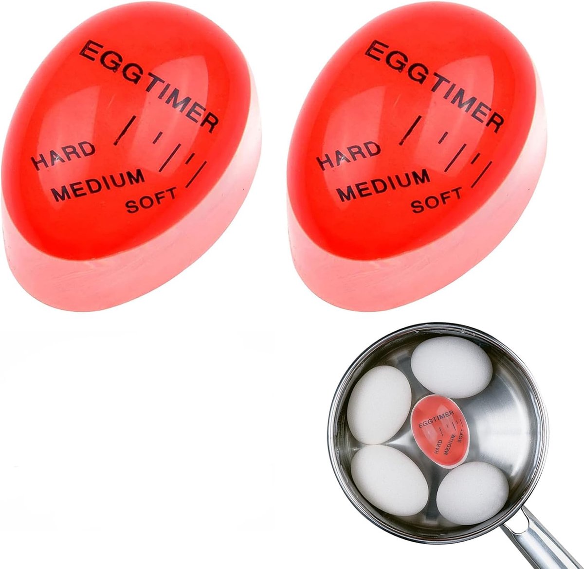 Eiertimer, 2 stuks eiertimer die van kleur verandert, timer, eierwekker om mee te koken, timer voor gekookte eieren - ShopVlot