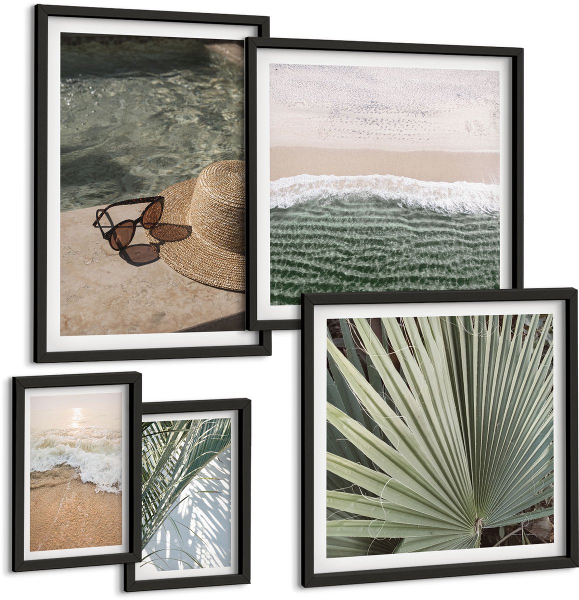 Tulup 4-Delige Schilderij Set - Stijlvolle vakantiethema's om te ontspannen aan het water - 50 x 50 cm, 20 x 30 cm en 40 x 60 cm - Moderne Wanddecoratie - Slaapkamer - Decoratieve Schilderijen